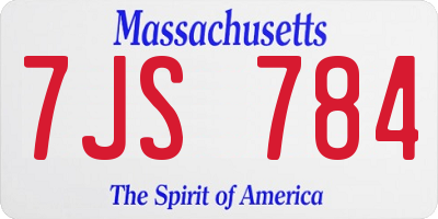 MA license plate 7JS784