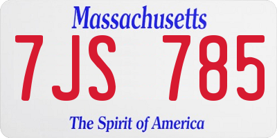 MA license plate 7JS785