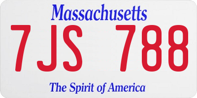 MA license plate 7JS788