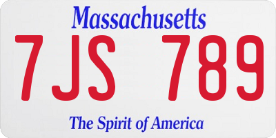 MA license plate 7JS789