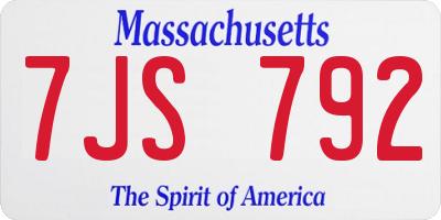 MA license plate 7JS792