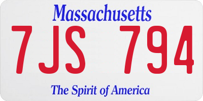 MA license plate 7JS794