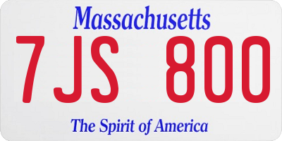 MA license plate 7JS800