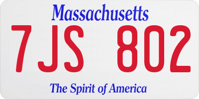 MA license plate 7JS802