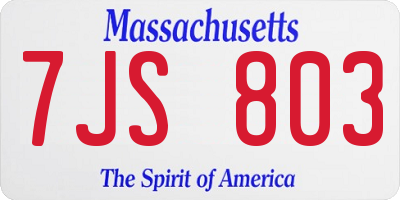 MA license plate 7JS803