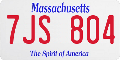 MA license plate 7JS804