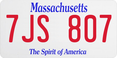 MA license plate 7JS807