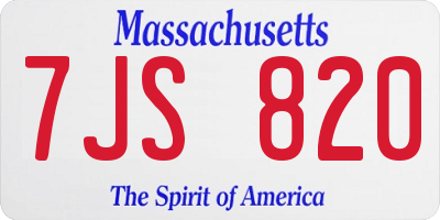 MA license plate 7JS820