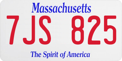 MA license plate 7JS825