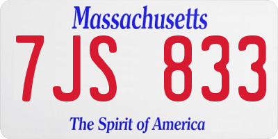 MA license plate 7JS833