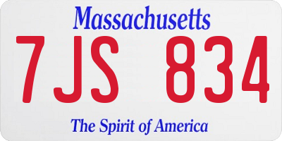 MA license plate 7JS834