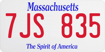 MA license plate 7JS835
