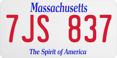 MA license plate 7JS837