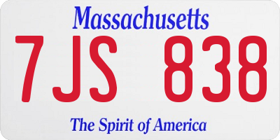 MA license plate 7JS838
