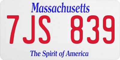 MA license plate 7JS839