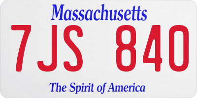 MA license plate 7JS840