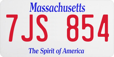 MA license plate 7JS854