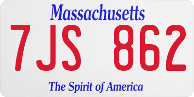 MA license plate 7JS862