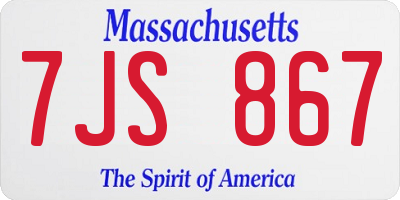 MA license plate 7JS867