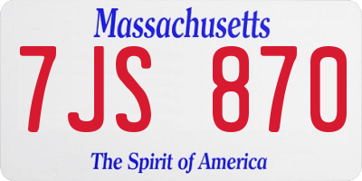MA license plate 7JS870