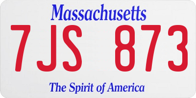 MA license plate 7JS873