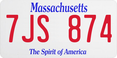 MA license plate 7JS874