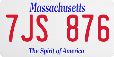MA license plate 7JS876