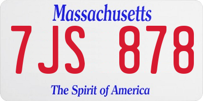 MA license plate 7JS878