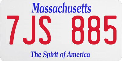 MA license plate 7JS885