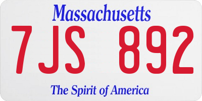 MA license plate 7JS892