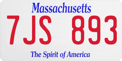 MA license plate 7JS893