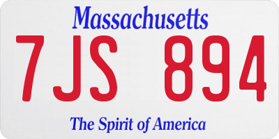 MA license plate 7JS894