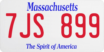 MA license plate 7JS899