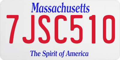 MA license plate 7JSC510