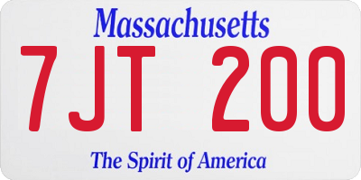 MA license plate 7JT200