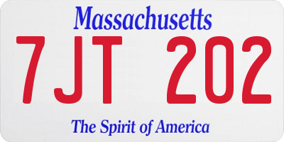 MA license plate 7JT202