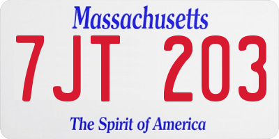 MA license plate 7JT203