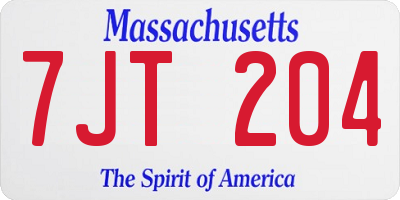 MA license plate 7JT204