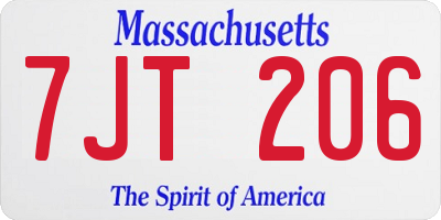 MA license plate 7JT206