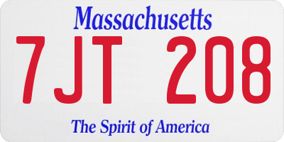 MA license plate 7JT208