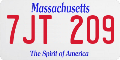 MA license plate 7JT209