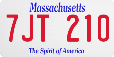 MA license plate 7JT210