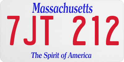 MA license plate 7JT212