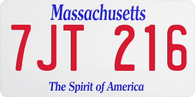 MA license plate 7JT216