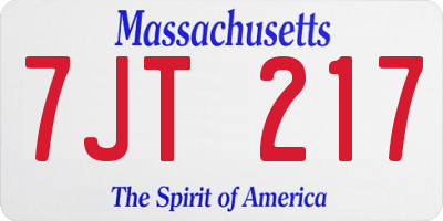 MA license plate 7JT217
