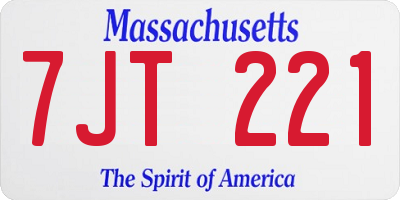 MA license plate 7JT221