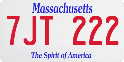 MA license plate 7JT222