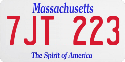 MA license plate 7JT223