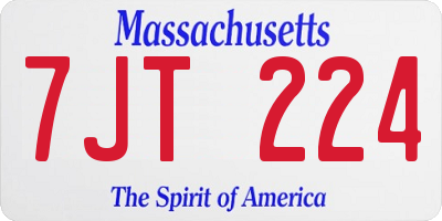MA license plate 7JT224