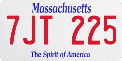 MA license plate 7JT225